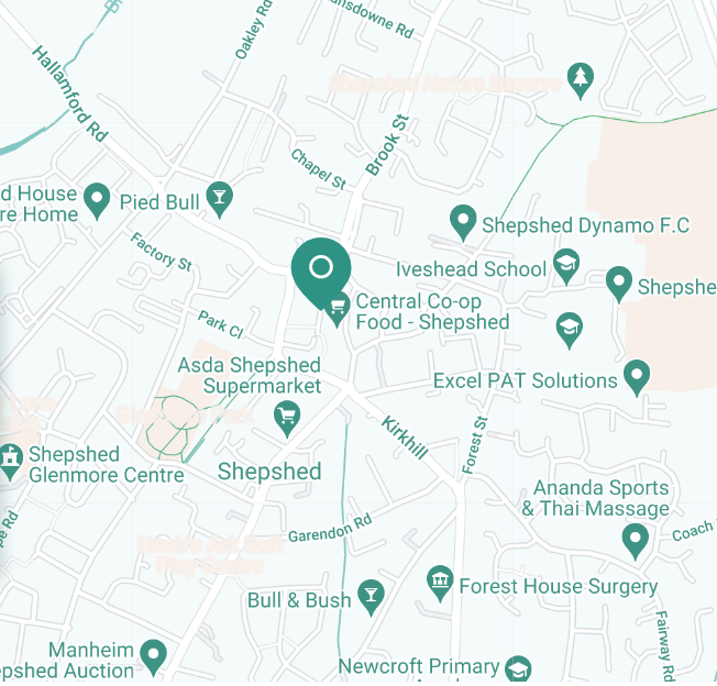 A map of the area where Your Sexual Health's Loughborough clinic is